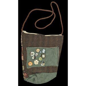 Handmade Cottagecore Retro Fabric Button Accent Bag